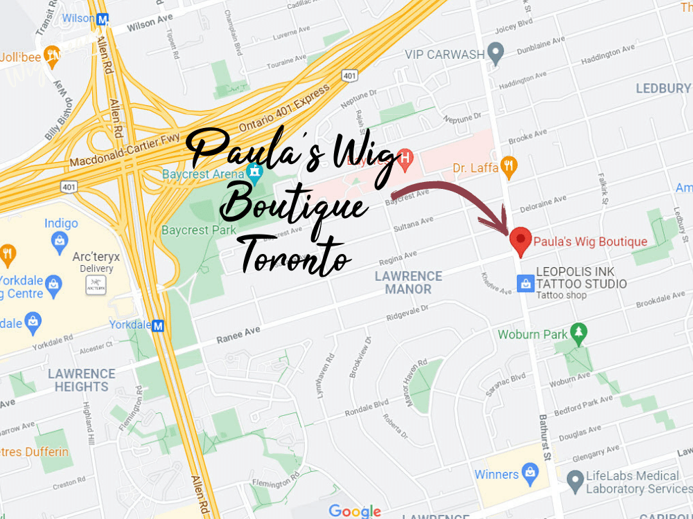 Map of Boutique Location - 3405 Bathurst St. North York, ON M6A 2C1