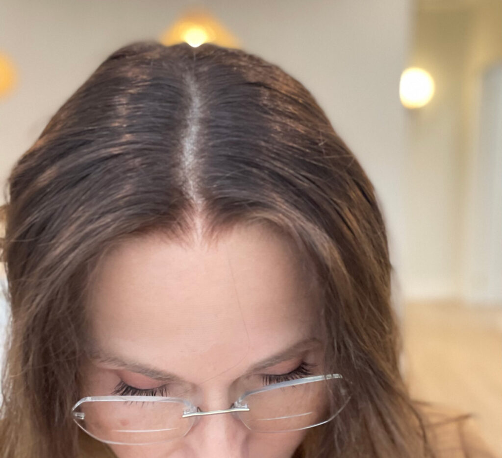 Woman wearing very natural looking real wig